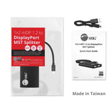 SIIG 1x2 Mini DP 1.2 to DisplayPort Multi Monitor Splitter - 2 Port MST Hub