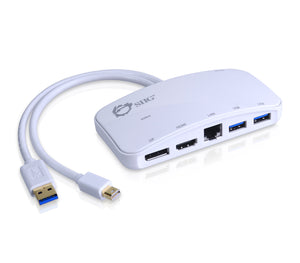 SIIG Mini-DP Video Dock with USB 3.0 LAN Hub - White